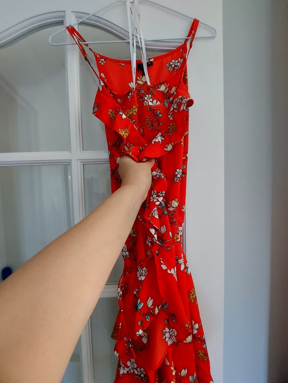Red Floral Ruffle Sundress - Picture 2 of 5